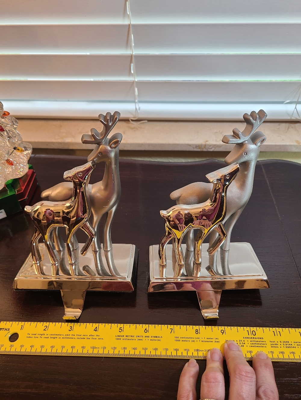 Silver and Gold Reindeer Stocking hooks  - Pair